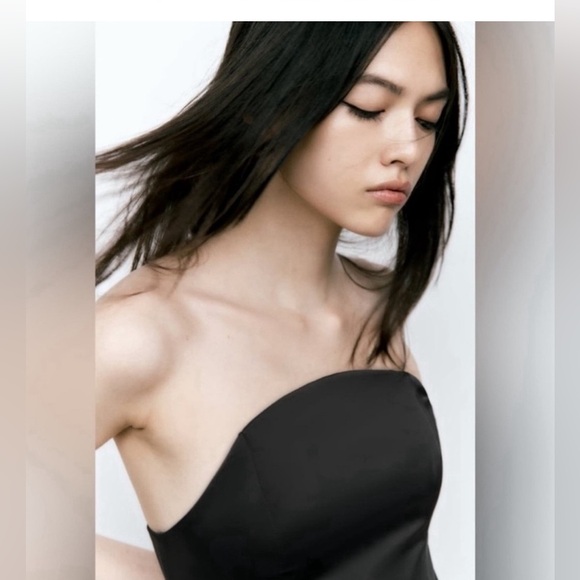 Zara Black SATIN Strapless BODYSUITNWT Size: M - Picture 1 of 9